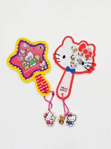 Hello Kitty Espejo colgante de acrílico con movimiento de Hello Kitty, espejo de maquillaje portátil, decoración creativa de estilo retro DIY para llavero, bolso y otros usos