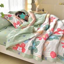 1 ultrazachte, verkoelende deken - lichtgewicht all-season beddengoed met eigentijds bloemenpatroon, 100% polyester, machinewasbaar. Voor een- en tweepersoonsbedden, hotels, campings en woonaccessoires, luxe hotelbeddengoed | modern gewatteerd ontwerp | reliëf met Soundwave-technologie