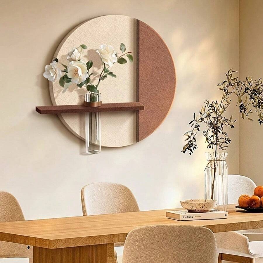 3D Sandstone Decorative Painting, Modern Cream Aesthetic Living Room Sofa Background Wall Art, Premium Green Plant Wall Decor [Artificial Green Plant Not Included]