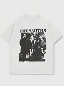 Camisa de algodón con estampa de la banda The Smiths,Camiseta casual de cuello redondo y manga corta con estampado,adecuada para uso diario en primavera y verano,unisex - Blanco - Ver 1
