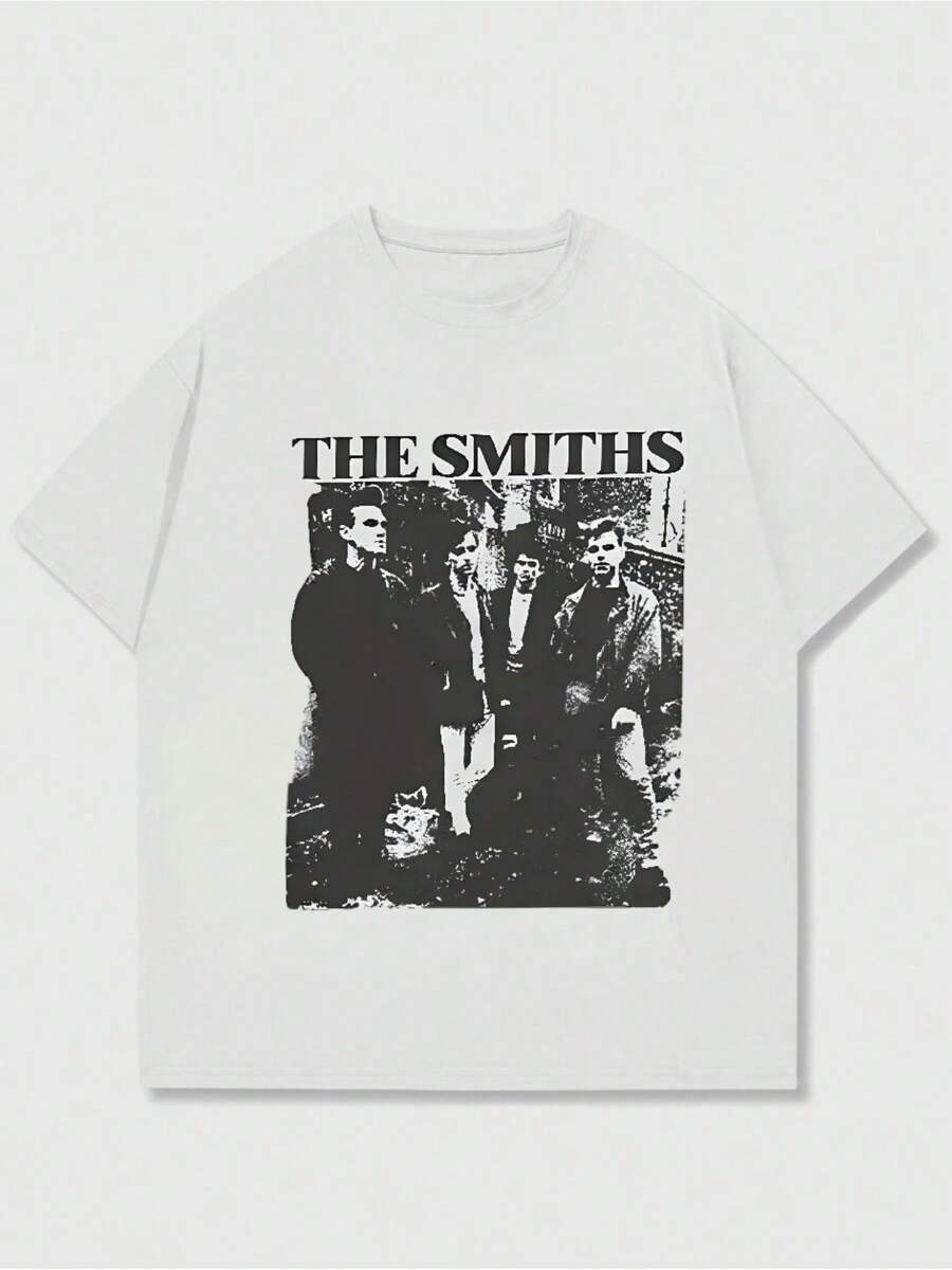 Camisa de algodón con estampa de la banda The Smiths,Camiseta casual de cuello redondo y manga corta con estampado,adecuada para uso diario en primavera y verano,unisex - Blanco - Ver 1