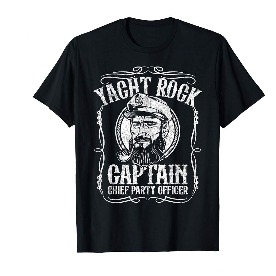 Funny Yacht Rock Captain Pontoon Boat Party Music Boating T-Shirt?SO Thoughtful Gifts - Black - View 1