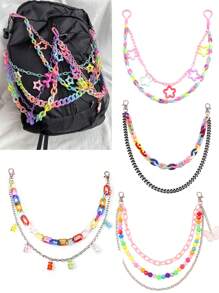 School Backpack Accessories Decoration Cartoon Curly Hair Chain Strawberry Pendant Colorfast Chain Strap Bag Decoration