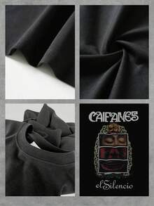 Camiseta gráfica para hombre de 100% algodón Caifanes, de doble impresión, 220g - Negro - Ver 4