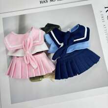 (Solo ropa de muñeca) Ropa para muñeca sentada de 17CM/6.69IN, Vestido uniforme de marinera de la Serie de Fiestas para figuras de 1-3 generaciones de PVC de reemplazo