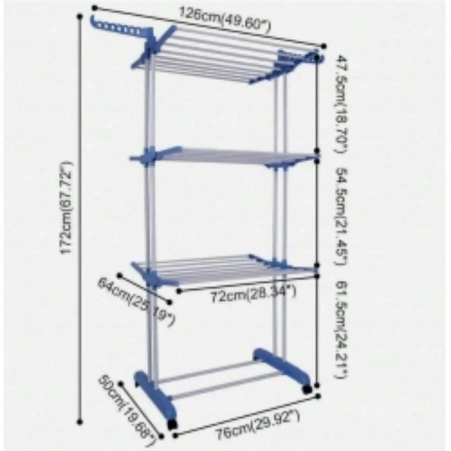 4 Tier Clothes Towel Airer Dryer Rack Foldable Dry Rail Hanger Laundry Indoor Outdoor - blue - View 1