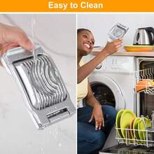 Cortador de huevos de metal resistente, cortador de huevos cocidos de acero inoxidable, corte manual de jamón, champiñones, fresas, frutas blandas, utensilios de cocina - Plateado - Ver 8