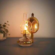 1pc, Vintage Rustic Oil Lamp For Indoor Wall-Mounted Use - Large Hurricane Lamp With Kerosene Lantern - Nostalgic Craft Lamp For Kitchen And Home Decor