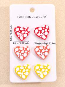 3 Pairs Bohemian Style Acrylic Geometric Print Earrings For Women, Jewelry For Party And Vacation