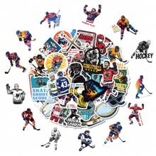 50pcs Ice Hockey Themed Stickers, Waterproof Graffiti Decals, Colorful Cool DIY Patches, Glitter Decors, Reusable, Asymmetrical Shapes, PVC Material