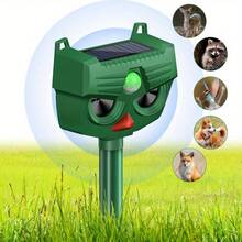 1 Pc Outdoor Solar Ultrasonic Animal Repeller - Multi-Animal Deterrent Targeting Squirrels, Raccoons, Skunks, Foxes & Deer For Garden & Yard - Green - View 7