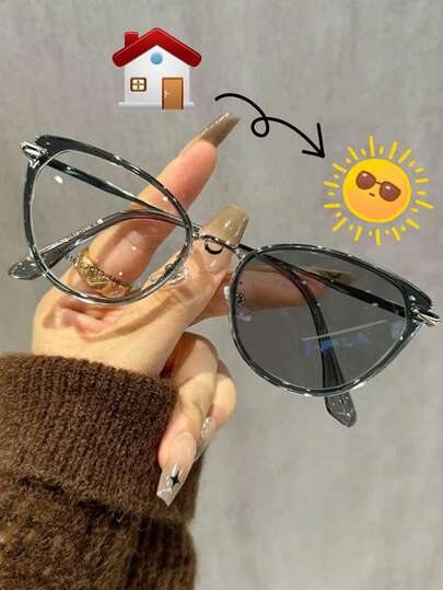 Gafas transparentes con forma de ojo de gato estilo Y2K, color té fresco