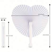 1/12/24pcs White Wedding Folding Fan, Heart Shaped Folding Fan Blank Fan With Durable Plastic Handle For Party Gifts, Wedding Decorations, Souvenir Bag Fillers, DIY Painting Birthday Party Decorations, Stage Shows, Decoration Fans - White - View 4