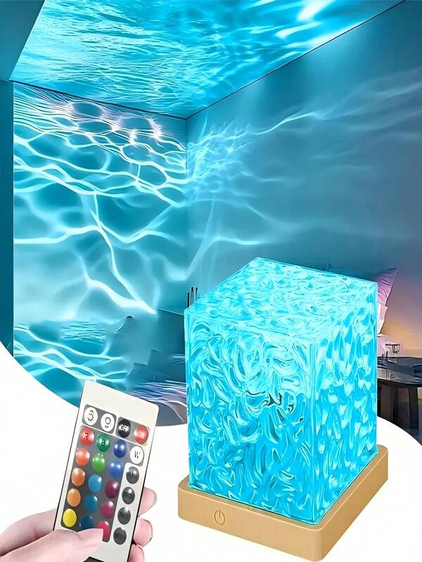 1 Stück Nordlichter & Ozeanwellen Projektionslampe, 16-Farben Farbverlauf rotierende Flammen/Wasser Lampe, LED Smart Projektionsleuchte mit Fernbedienung - romantische Atmosphäre für Büro, Esszimmer, Unterwasser