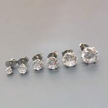 Aretes tipo stud sin perforación con zirconia falsa brillante y magnética para mujeres, joyería de fiesta y regalos (Sin atascos de papel)