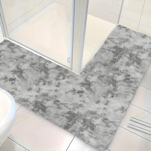 1pc Bath Mat For Corner Showers, Made Of Microfibre, With Non-Slip Bottom ,L-Shape ,Soft Plush Bathroom Rugs For Showers, Spa & Multi-Room Use | Machine Washable Bath Mats For Kitchen, Laundry, Bedroom, RV, Entryway Room Decor Bathroom Accessories Back To School