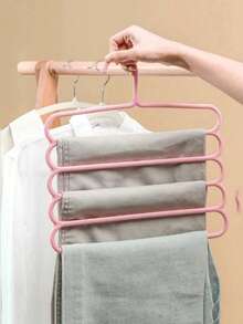 3 Stück Mehrzweck Schrank Hose/Schal Organizer Kleiderbügel, 5-stufiges platzsparendes Plastik Kleiderbügel Gestell, rutschfest, Klamottenhalter, geeignet für Hosen, Röcke, Schals - Zubehör zur Heimorganisation, zufällige Farbe