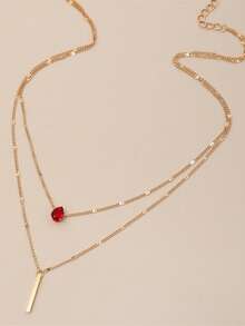 1pc Gold Multi-Layer Necklace Teardrop-Shaped Zirconia Long Stick Women's Pendant Necklace Women's Gold Necklace Fashionable And Simple Suitable For Daily Wear And Gift Giving