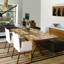 4/6 peças de caminho de mesa de Ação de Graças de outono, capa de mesa de poliéster reutilizável e lavável à máquina com abóbora, folha de bordo, girassol e design "Olá Outono" para decoração sazonal de jantar em casa