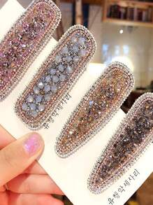 Water Drop Design Rhinestone Hair Clip, Shiny Hairpins For Bangs, Bun, Decorative Hair Accessories For Girls