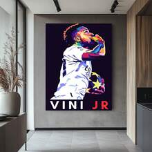 Framed Vinicius Jr Pop Art - High-Quality Iron Wall Poster For Bars, Clubs, Cafes, Restaurants, Billiard Rooms, Hotels, Home, Office, Bedroom, Bathroom, Garage Decor, Creative Home Decoration, High Quality Decorative Posters, Dormitory, Gym, Bar, Cafe, Arcade, Room Living Room Wall Decoration Painting, Perfect Gift - Framed - View 4