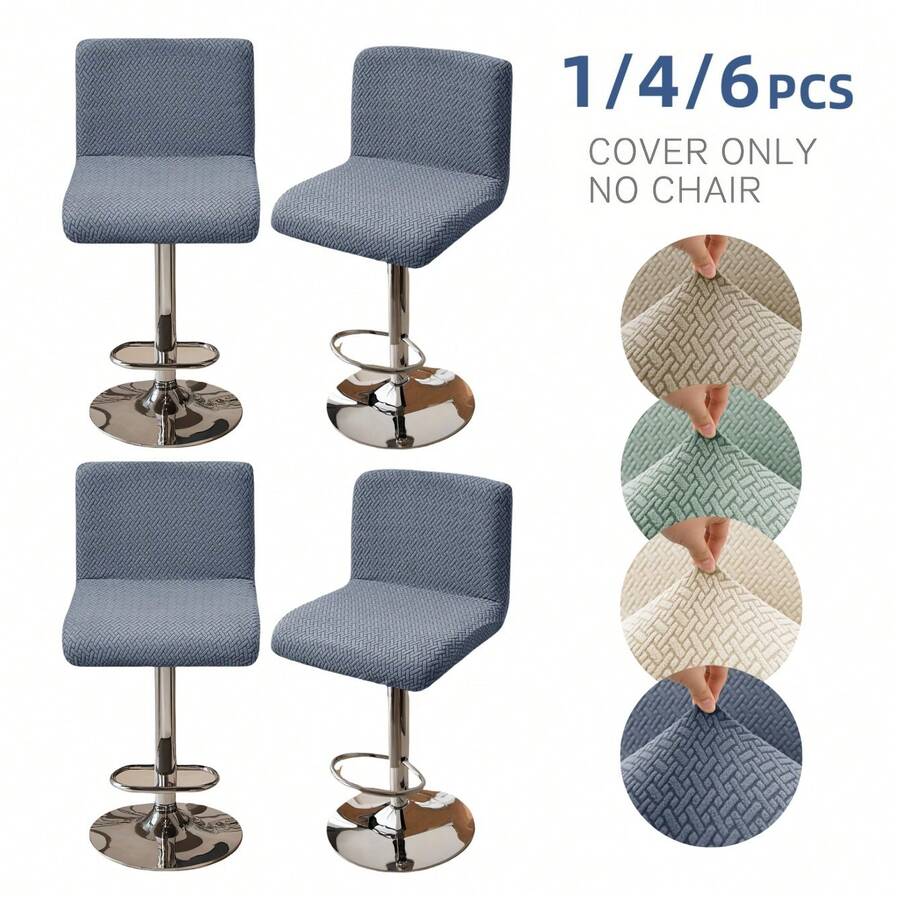 Bar Stool Covers With Backs,4 Packs Stretch Bar Stool Chair Covers,Jacquard Bar Stool Covers,Washable Bar Chair Covers Swivel Barstool Covers Slipcovers,Bar Stool Cover Square Swivel Barstool Chair Seat Velvet Barstool Protector Covers For Counter Height Mid Low Back Chair - Multicolor - View 1