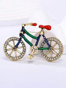 优雅合金自行车胸针，镶嵌闪亮水钻，时尚水晶镶嵌自行车别针珠宝配饰，男女皆宜 - 彩色 - 查看 6