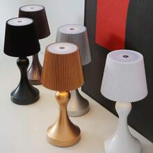 1 pièce Lampe de sirène/champignon rechargeable USB, abat-jour rayé, lampe de chevet à LED rechargeable, lampe d'ambiance, cadeau de décoration de Noël, lampe de bureau minimaliste et industrielle, lampe portable sans fil, 3 températures de couleur, variateur tactile, ambiance chaleureuse pour salle à manger, salon, chambre, bar, café, patio, camping + 1 câble de charge USB