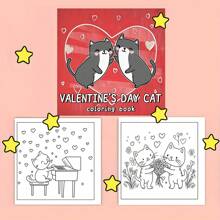 (Eine aufgewertete Deluxe-Version, verstärktes Papier 22 Seiten, 20 * 20 cm) Valentinstag Katzen Malbuch, Aquarellpapier, einzigartiger Umschlag, bequemer Malraum, geeignet für Erwachsene zum entspannten Malen | Valentinstag, Neujahr, Geburtstage und Partys - das perfekte Geschenk für alle Arten von Festen, geeignet für Freunde, Familie und Kollegen, Bücher, Schule, Schulbedarf