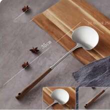 1 pieza Espátula de hongo de madera de nogal, apta para la cocina y el campamento al aire libre, se usa para cocinar alimentos y artículos esenciales del hogar, espátula pequeña para utensilios de cocina del hogar, Cucharón de wok antiadherente de acero inoxidable 304, diseño resistente al calor y antideslizante, apariencia estilizada
