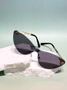 1 Pair Geometric Pattern Retro Unisex Frameless Small Rectangular Sunglasses, Versatile Fashion, Y2K Style, Elegant, Suitable For Outdoor And Various Occasions