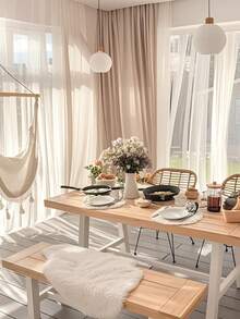 4pcs/2pcs/1pc Outdoor Beige Sheer Mosquito Net Curtains, Sheer Sheer Curtain Rod Pockets Breathable, Height Adjustable For Gazebo, Patio, Cabin, Backyard, Porch, Garden, Pavilion, Balcony And Corridor - Multicolor - View 6