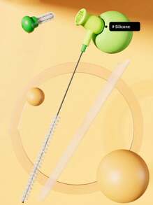 1 Stück kreative erbsenförmige flexible Strohhalmbürste/Edelstahl-Saugerbrüste/Mehrzweck-Becherverschluss-Rillen-Reinigungsbürste