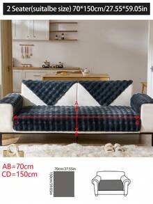 1pc Thick Plush Sofa Cushion Cover, All Season Anti-Slip Sofa Slipcover, Dust-Proof And Washable, Pet Friendly Protective Cover, Adjustable For Corner Sofa, Bedroom, Office, Living Room 1/2/3/4 Seater - 深灰色 - 查看 13