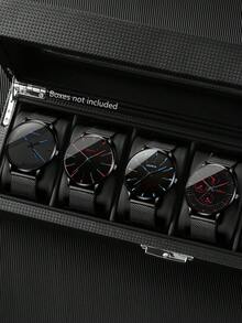 4 件套合金表带超薄石英手表套装，适合男士，商务休闲 - 送给父亲的礼物之选 - 黑色 - 查看 1