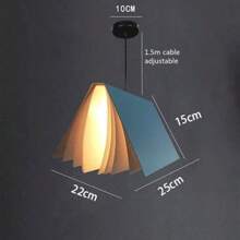 Luminária pendente criativa estilo nórdico faça você mesmo, luminária pendente personalizada para sala de jantar/quarto, luminária de decoração para casa, em formato de livro, design faça você mesmo, luminária pendente moderna estilo macaron, abajur de ferro + policarbonato, branco/amarelo/rosa/azul, adequada para decoração de casa, sala de jantar, quarto e sala de estar, soquete E27, lâmpada fácil de substituir (lâmpada não incluída)