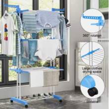 4 Tier Clothes Towel Airer Dryer Rack Foldable Dry Rail Hanger Laundry Indoor Outdoor - blue - View 3