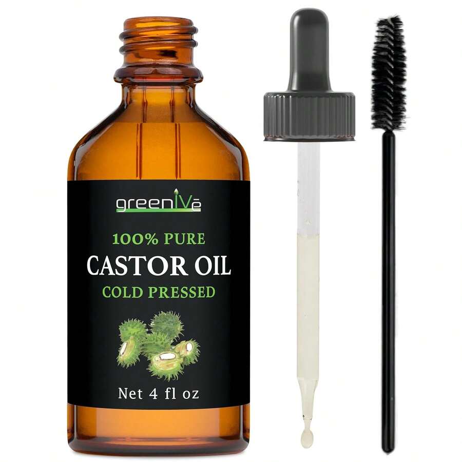 GreenIVe - 100% Pure Castor Oil GLASS - Cold Pressed - Hexane Free - Exclusively On  (16 Ounce) - 4 Fl Oz (Pack Of 1) - View 1