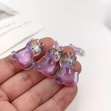 5/10 件可爱卡通猫咪吊坠饰品，适用于 DIY 珠宝制作、耳环、钥匙扣配件和工艺品，平面设计，多种柔和色彩