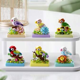 New Products Colorful Flowers Birds Building Blocks Models Assembly Toys Mini Parrot DIY Handmade Plastic Blocks Toys Micro Particle Building Blocks,Creative Decorations,Desktop Ornament,Perfect Gift,Holiday Gifts/Birthday Gifts