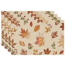 4/6 peças de caminho de mesa de Ação de Graças de outono, capa de mesa de poliéster reutilizável e lavável à máquina com abóbora, folha de bordo, girassol e design "Olá Outono" para decoração sazonal de jantar em casa