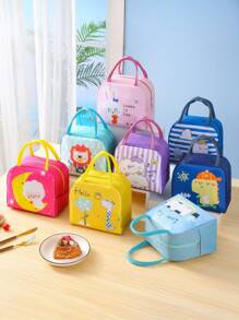 1pc Cartoon Pattern Insulated Lunch Bag, Soft Corduroy Lunch Box, Leak-Proof Thermal Lunch Bag Large Capacity Lunch Tote, Waterproof Lunch Container, Cosmetic Case, Travel Toiletry Bag, Cosmetic Travel Pouch