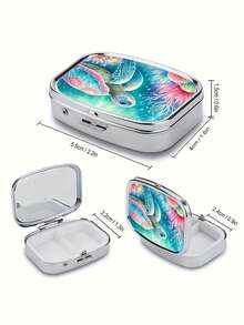 1 个海龟形药盒，迷你药盒，带 2 个隔层，便携式家用药品收纳盒，独特口袋、钱包、旅行礼物 - 彩色 - 查看 10