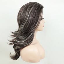 Parrucca sintetica elegante di colore misto, con capelli dritti e lunghi, con copricapo per donna
