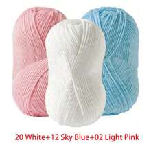 3 pièces de fil de couleur mélangée 100% polyester doux, d'un poids d'environ 75g, 4 fils, convient pour le tricot à la main pour débutants, chapeaux, écharpes, cadeaux, sacs fourre-tout et autres projets DIY
