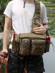 1 件男士多功能户外钓鱼装备包，耐用牛津尼龙鱼竿包，便携式渔具收纳包，带多个挂点和隔层，完美的钓鱼爱好者礼物