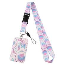 1 件星空印花挂绳，可爱合成纤维证件卡夹带，适合工作证、学生证、多功能礼品和日常使用汽车配件包魅力学校