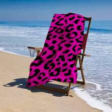 1pc Pink Leopard Print Beach Towel - Extra Large, Super Soft, Quick-Dry, Ultra-Fine Fiber Towel, Suitable For Beach, Pool, Bathroom - Versatile Summer Essential, Beach Blanket, Pool Accessory, Lightweight Fabric Travel Essentials Travel Accessories Beach Essentials - Multicolor - View 4