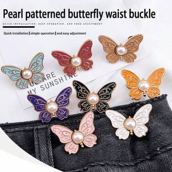 1pc/High-Quality Colorful Butterfly Waist Tight Buckle Pants Clip, Collar Button, Women's Brooch, Durable And Fashionable, Detachable Pants Clip, Jeans, Skirt, Women's Pants Bag Accessories, Female Student