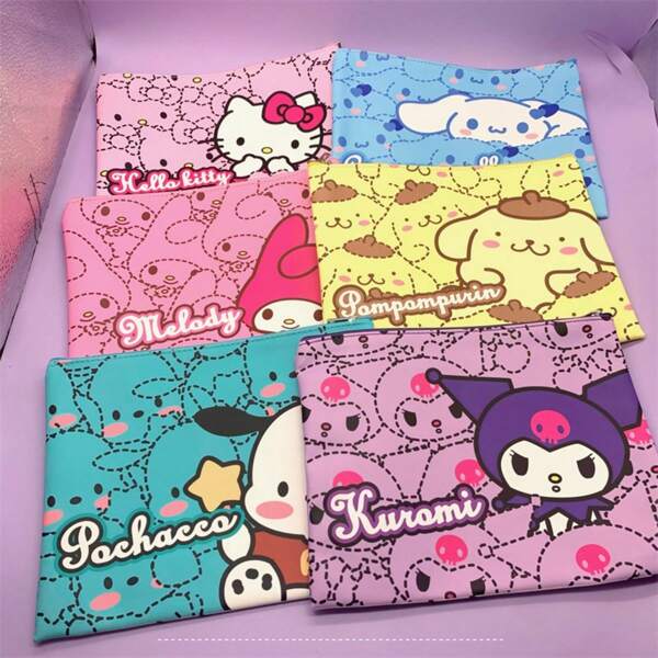 Sanrio 1pc Sanrio File Bag, Kuromi A5 Bill Bag, Big Ear Dog Data Storage Bag, Pacha Dog Zipper Bag, Waterproof Material, Soft , Easy To Carry,Back To School,School Supplies